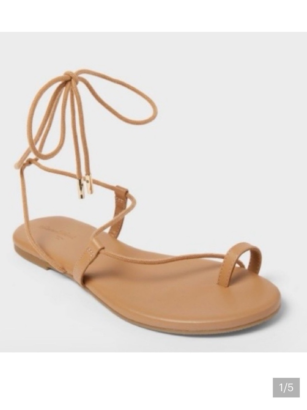 Universal Thread Tan Lace-Up Toe-Ring Flat Sandals